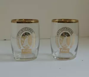 2 Vintage COORS BANQUET BEER 5 oz Barrel Taster Glasses Guest Of Adolph Coors - Picture 1 of 7