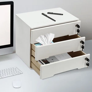Cassettiera da scrivania in legno 3 livelli bianca con organizer file bloccabile - Foto 1 di 13