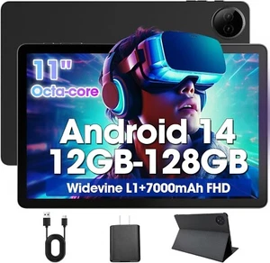 2025 Android 14 Tablet 11" HD IPS 12GB RAM 128GB WiFi 6 Octa-Core - NIB - Picture 1 of 7