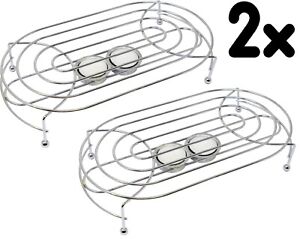 2X OVAL DOUBLE FOOD WARMER CHROME 2TEA LIGHT CANDLES CHAFING DISH RACK STAND UK