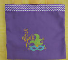 Mardi Gras Embroidered Purple Canvas Tote Bag - Mardi Gras Mask Tote Catch Beads