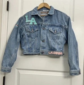 Vintage LA GEAR 80’s Cropped Jean Jacket Womens Size S Blue Denim Button Up - Picture 1 of 16