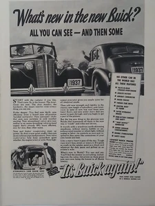 Anuncio impreso de automóvil Buick 1937 vintage, ¡es Buick otra vez! - Imagen 1 de 1