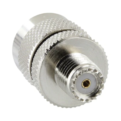 RF Industries RFU-626 Straight Adaptor from Mini UHF Female to UHF Male (PL-259) - Image 1 of 3