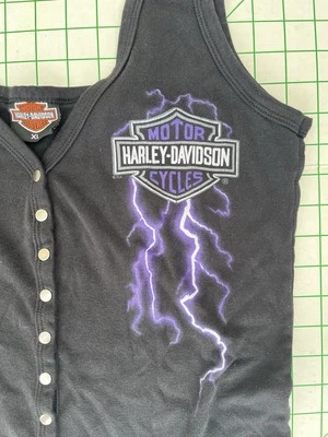 Винтажный Harley Davidson фиолетовый молнии женщин на пуговицах верхний сделано в США - Изображение 1 из 4