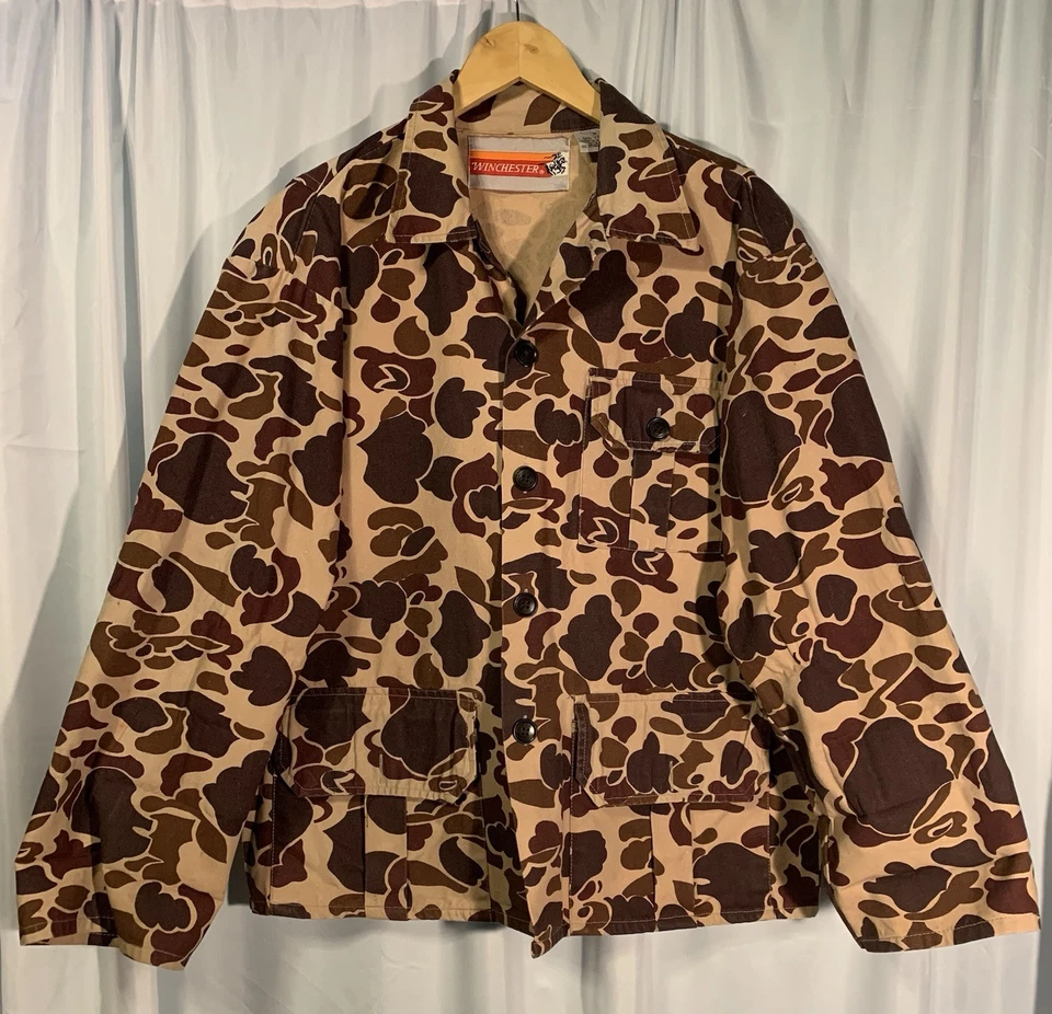 Camisa de caza vintage Winchester Duck camuflada marrón manga larga abotonada para hombre M Foto 1 de 4