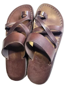 Biblical Jerusalem Sandals Men's Natural Genuine Leather Handmade US Size 6.5-7 - Picture 1 of 6