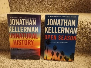 JONATHAN KELLERMAN 2 NOVELS ALEX DELAWARE UNNATURAL HISTORY & OPEN SEASON HB DJ - Picture 1 of 2