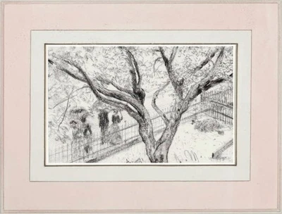 Adolph Menzel Berlín Calle Paisaje Árboles Dibujo Antiguo Maestro Académico Alemán Foto 1 de 4