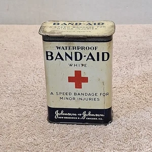 Vintage Pflaster Wasserdicht Bandagen Metall Blechdose Johnson & Johnson  - Bild 1 von 7