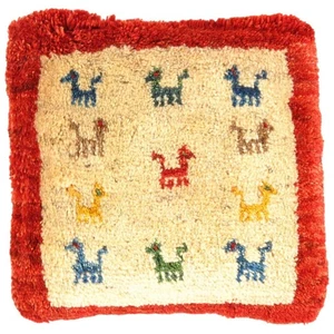 Fine Hand knotted Gabbeh pillow 16"X 14" - Picture 1 of 2