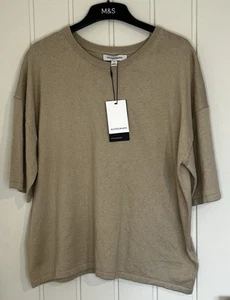 Marks and Spencer Autograph Cashmere Silk Blend Short Sleeve Jumper Top 14 16 - Picture 1 of 7
