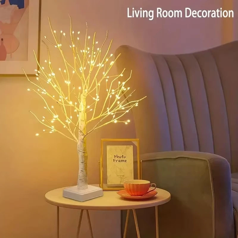 Indoor Outdoor Christmas Lit Birch Tree with 24/144 Warm White LEDs