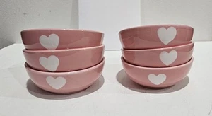 Set 6 ciotole da dessert in ceramica Studio 33 rosa con cuore bianco circa 4" di diametro - Foto 1 di 5