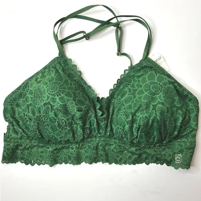 Aerie Seaside Lace Padded Triangle Bralette XXL Dark Algae Adjustable Straps NWT - Image 1 of 4