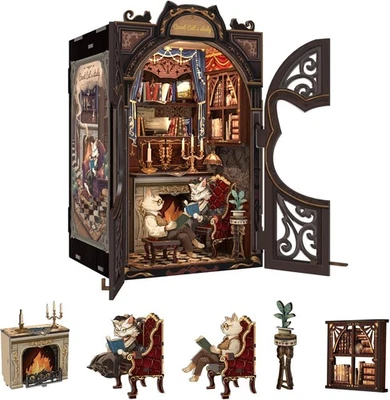 Kit de rincón de libro hágalo usted mismo escena miniatura casa de muñecas kit rompecabezas 3D para adultos 108 Foto 1 de 4