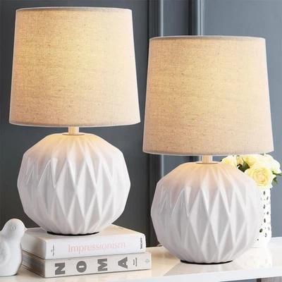 Somniferous Ceramic Bedroom Table Lamps Set of 2, Small Bedside Lamp, White L... - Image 1 of 4