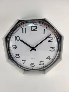 IKEA PUGG Wall Clock 12-1/2" Stainless Steel Analog Silent Quartz Battery NIB - Picture 1 of 3