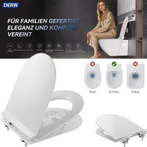 Asiento de inodoro en forma de D extraíble Softclose tapa universal montaje rápido silencioso plano - Imagen 1 de 13