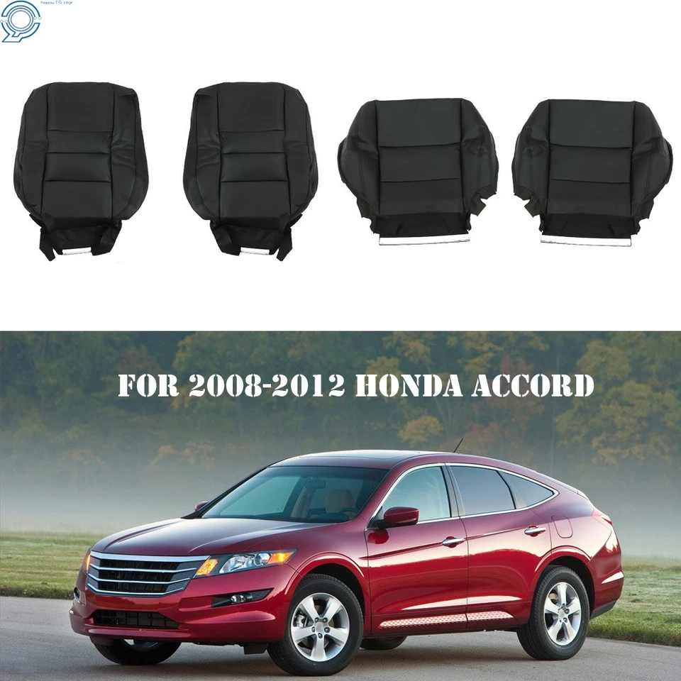 Capa de assento couro preta para motorista e passageiro Honda Accord 2008-2012 parte inferior e superior - Imagem 1 de 4