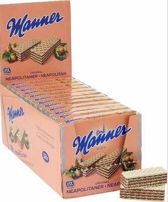 Manner Original Neapolitaner Wafers 75g Pack of 12 Austrian Hazelnut Cream - Image 1 of 4