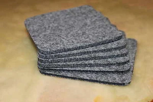 Grey Felt Coasters Simple Shape Quadrat Felt Set of 6 Hand Made Craft Ireland - Imagen 1 de 4