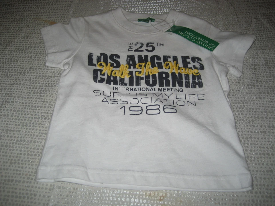 CAMISETA BEBÉ NIÑO UNITED COLORES DE BENETTON MANGA CORTA BLANCA 9/12 MESES NUEVA CON ETIQUETAS  Foto 1 de 1