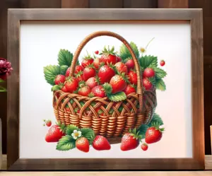 Strawberries Wall Art Print, Strawberry Kitchen Art Print, Home Decor Art #25 - Picture 1 of 2