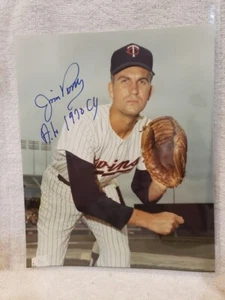 VINTAGE 1960's Jim Perry 1970 AL CY AUTO'D 8x10 Color Photo Minnesota Twins MINT - Picture 1 of 2