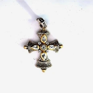 $800~Colgante Cruz Barbara Bixby, Topacio Blanco Plata de Ley 18kt-$229 - Imagen 1 de 4