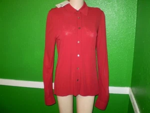 NEW NWT SILK DONCASTER BLOUSE SEMI SHEER $180 RED HOT 4 SMALL - Picture 1 of 1