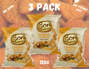 Patatas fritas para pan de queso y ajo Bon Chance 120 g - Paquete de 3 bocadillos - Imagen 1 de 2