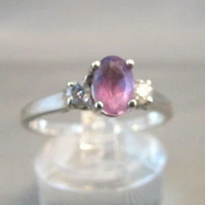 ANTIQUE 14KT WHITE GOLD AMETHYST & DIAMOND RING .45carat SIZE 7.25  - Picture 1 of 12