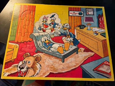 Vintage 1962 Walt Disney’s Inlaid TV Picture Puzzle Donald Duck at Therapist. - Image 1 of 4