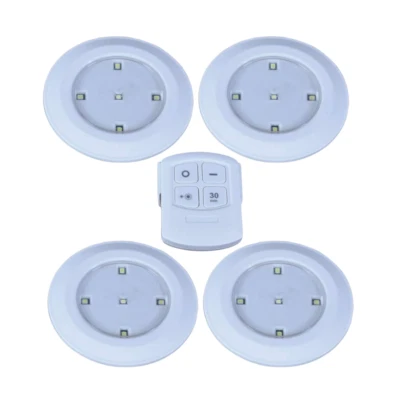  FOUR (4) Pack LED lights battery operated with remote Control timer dimmer  - Image 1 of 4