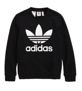 ADIDAS ORIGINALS Trefoil Crew Sweatshirt Girl's, Black, Youth Size S, M - ($45) - Picture 1 of 5