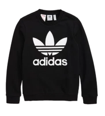 ADIDAS ORIGINALS Trefoil Crew Sweatshirt Girl's, Black, Youth Size S, M - ($45) - Image 1 of 4