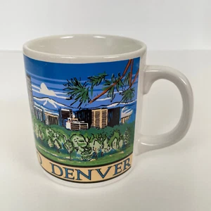 Vtg 80s DENVER COLORADO MUG Coffee Gift Souvenir Colorful City Picture Skyline - Picture 1 of 9