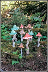 Small Ceramic Tippy Toadstool/Mushroom on Spring Garden Decor-Various Colors - Picture 1 of 47