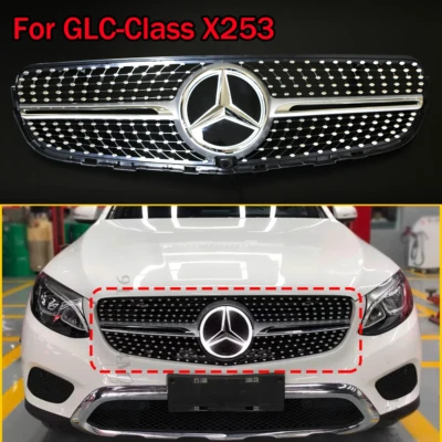 Front Upper Grill W/LED Emblem For 2015-2019 Mercedes Benz X253 GLC300 GLC350 Foto 1 de 4
