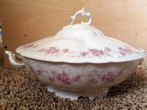 Tazón de verduras Habsburgo China con tapa rosas rosa en relieve patrón oro 9330 - Imagen 1 de 8