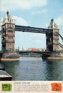 Tower Bridge, London England Vintage Karte - Bild 1 von 2