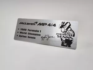 1988 McLaren MP4/4 Ayrton Senna Metal Name Plate Plaque for 1/12 Minichamps MENG - Picture 1 of 3