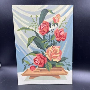 Malen nach Zahlen Gemälde Rosen asiatisches Blumen Design 14x10 PBN Mid Century Vintage - Bild 1 von 6