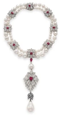 Big Hollywood Star Elizabeth Taylor Beautiful Ruby and Sparkling CZ Necklace - Image 1 of 4