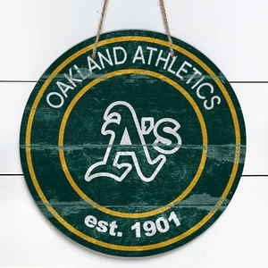 Oakland Athletics 10" Metal Indoor/Outdoor Round Sign (Vintage Look) - Picture 1 of 1