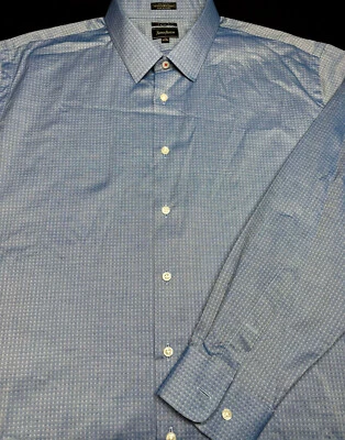 Neiman Marcus Mens Button Front Long Sleeve Cotton Spandex Shirt 17 1/2 34/35 - Image 1 of 4