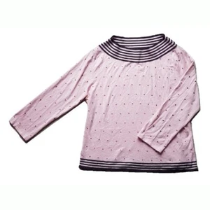 Ladies ALEX&Co Pink Black Polka-Dot Stripe Jumper Top Unique Fashion UK 12-14 - Picture 1 of 2
