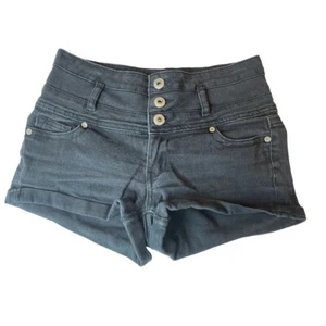 Blue Asphalt Womens Denim Shorts Jeans Stretch Roll Tab Hem WS-122 Black Size 3 - Picture 1 of 9