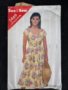 Vestido de sol vintage años 80 See And Sew patrón de costura para mujer 5469 B 12-14-16 - Imagen 1 de 2